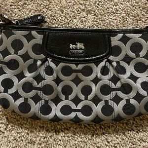 Coach black, gray, and silver wristlet